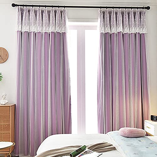 Bestenrose Vorhang Blickdicht Doppelvorhang Kinderzimmer Vorhänge Mit Kräuselband Gardinen Verdunkelungsvorhan FüR Kinderzimmer Junge MäDchen Schlafzimmer Wohnzimmer 1 StüCke (Lila, B130 x H180 cm) von Bestenrose