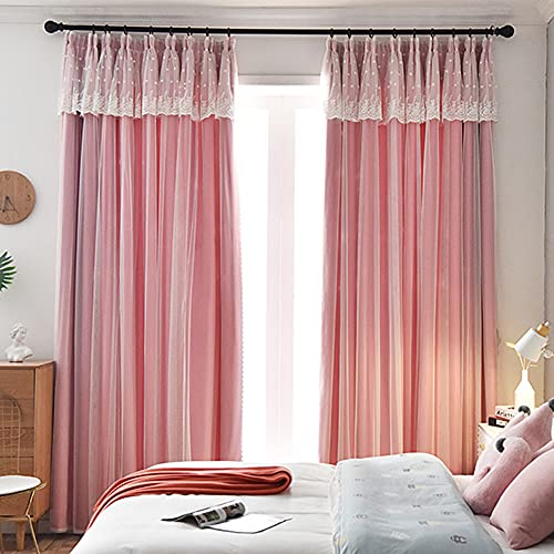 Bestenrose Vorhang Blickdicht Doppelvorhang Kinderzimmer Vorhänge Mit Kräuselband Gardinen Verdunkelungsvorhang für Kinderzimmer Junge Mädchen Schlafzimmer Wohnzimmer 1 Stücke (Rosa, B200 x H270 cm) von Bestenrose