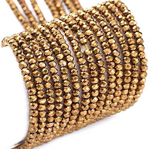 2200 Stück 2 mm galvanisierte Glas-Rondelle-Perlen, goldfarbene Farbe, voll beschichtet, facettierte Perlen, lose Abstandshalter für Halsketten, Armbänder, Schmuck, Basteln 2200 Stück 2 mm galvanisierte Glas-Rondelle-Perlen, goldfarbene Farbe, voll beschichtet, facettierte Perlen, lose Abstandshalter für Halsketten, Armbänder, Schmuck, Basteln von Bestewelry
