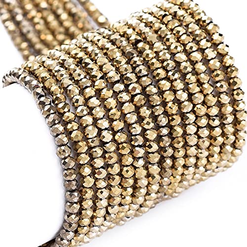 2200 Stück 2 mm galvanisierte Glas-Rondelle-Perlen, hellvergoldet, facettierte Perlen, lose Abstandshalter für Halsketten, Armbänder, Schmuck, Basteln 2200 Stück 2 mm galvanisierte Glas-Rondelle-Perlen, hellvergoldet, facettierte Perlen, lose Abstandshalter für Halsketten, Armbänder, Schmuck, Basteln von Bestewelry