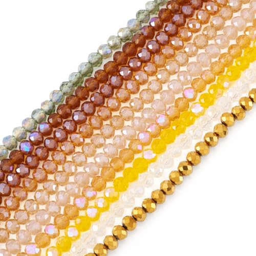 Bestewelry 10 Stränge, facettierte Glasperlen, 4 x 3 mm, Rondelle, Kristallglasperle, lose Abstandshalter, Perlen für Armbänder, Halsketten, Ohrringe, Schmuckherstellung, Taschendekoration, Gelb Bestewelry 10 Stränge, facettierte Glasperlen, 4 x 3 mm, Rondelle, Kristallglasperle, lose Abstandshalter, Perlen für Armbänder, Halsketten, Ohrringe, Schmuckherstellung, Taschendekoration, Gelb von Bestewelry