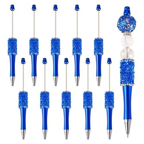 Bestewelry 10 Stück Kunststoff-Kugelschreiber, Perlenstift, Tintenroller, schwarze Tinte für Stifte, Dekoration, Büro, Schulbedarf, Blau Bestewelry 10 Stück Kunststoff-Kugelschreiber, Perlenstift, Tintenroller, schwarze Tinte für Stifte, Dekoration, Büro, Schulbedarf, Blau von Bestewelry