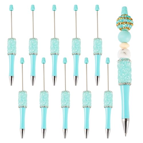 Bestewelry 10 Stück Kunststoff-Kugelschreiber, Perlenstift, Tintenroller, schwarze Tinte für Stifte, Dekoration, Büro, Schulbedarf, Cyan Bestewelry 10 Stück Kunststoff-Kugelschreiber, Perlenstift, Tintenroller, schwarze Tinte für Stifte, Dekoration, Büro, Schulbedarf, Cyan von Bestewelry