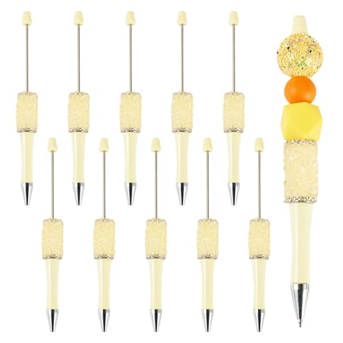 Bestewelry 10 Stück Kunststoff-Kugelschreiber, Perlenstift, Tintenroller, schwarze Tinte für Stifte, Dekoration, Büro, Schulbedarf, Gelb Bestewelry 10 Stück Kunststoff-Kugelschreiber, Perlenstift, Tintenroller, schwarze Tinte für Stifte, Dekoration, Büro, Schulbedarf, Gelb von Bestewelry