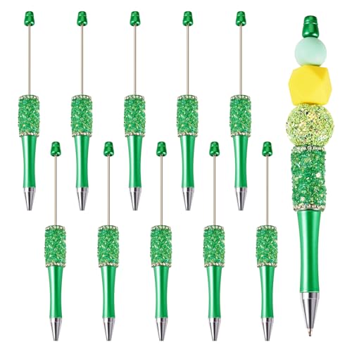 Bestewelry 10 Stück Kunststoff-Kugelschreiber, Perlenstift, Tintenroller, schwarze Tinte für Stifte, Dekoration, Büro, Schulbedarf, Grün Bestewelry 10 Stück Kunststoff-Kugelschreiber, Perlenstift, Tintenroller, schwarze Tinte für Stifte, Dekoration, Büro, Schulbedarf, Grün von Bestewelry