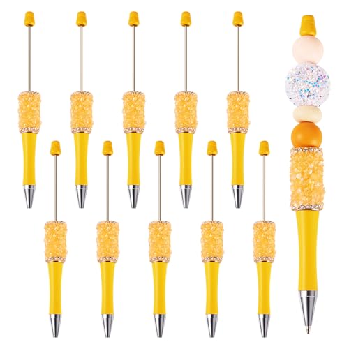 Bestewelry 10 Stück Kunststoff-Kugelschreiber, Perlenstift, Tintenroller, schwarze Tinte für Stifte, Dekoration, Büro, Schulbedarf, Orange Bestewelry 10 Stück Kunststoff-Kugelschreiber, Perlenstift, Tintenroller, schwarze Tinte für Stifte, Dekoration, Büro, Schulbedarf, Orange von Bestewelry