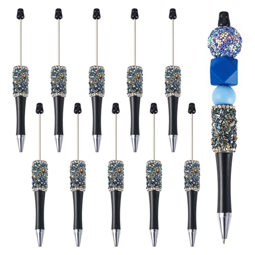 Bestewelry 10 Stück Kunststoff-Kugelschreiber, Perlenstift, Tintenroller, schwarze Tinte für Stifte, Dekoration, Büro, Schulbedarf, Schwarz Bestewelry 10 Stück Kunststoff-Kugelschreiber, Perlenstift, Tintenroller, schwarze Tinte für Stifte, Dekoration, Büro, Schulbedarf, Schwarz von Bestewelry
