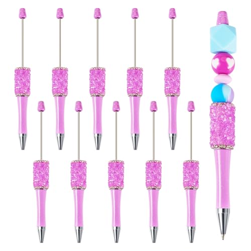 Bestewelry 10 Stück Kunststoff-Kugelschreiber, Perlenstift, Tintenroller, schwarze Tinte für Stifte, Dekoration, Büro, Schulbedarf, Violett Bestewelry 10 Stück Kunststoff-Kugelschreiber, Perlenstift, Tintenroller, schwarze Tinte für Stifte, Dekoration, Büro, Schulbedarf, Violett von Bestewelry