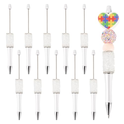 Bestewelry 10 Stück Kunststoff-Kugelschreiber, Perlenstift, Tintenroller, schwarze Tinte für Stifte, Dekoration, Büro, Schulbedarf, Weiß Bestewelry 10 Stück Kunststoff-Kugelschreiber, Perlenstift, Tintenroller, schwarze Tinte für Stifte, Dekoration, Büro, Schulbedarf, Weiß von Bestewelry