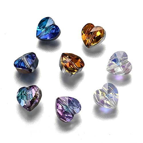 Bestewelry 100 Stück 10 mm 15 Farben facettierte transparente Glasperlen Herz Abstandshalter Perlen für Armband Halskette Schmuckherstellung Loch: 1 mm von Bestewelry
