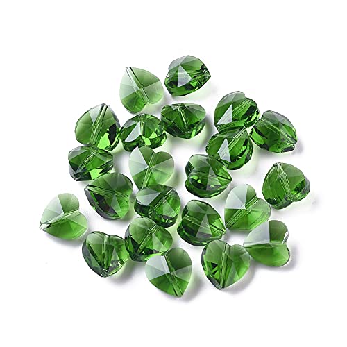 Bestewelry 100 Stück 10 mm grüne facettierte transparente Glasperlen Herz Abstandshalter Perlen für Armband Halskette Schmuckherstellung Loch: 1 mm von Bestewelry