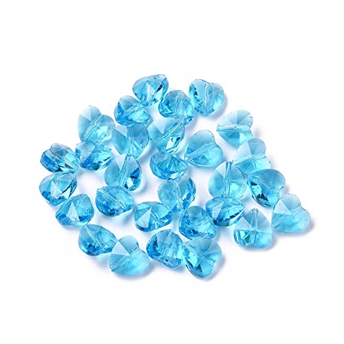 Bestewelry 100 Stück 10 mm tief himmelblau facettierte transparente Glasperlen Herz Abstandshalter Perlen für Armband Halskette Schmuckherstellung Loch: 1 mm von Bestewelry
