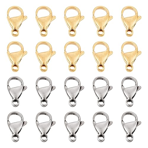 Bestewelry 100 Stück 15 mm Schmuck-Verschlusssets, 24 Karat vergoldete Karabinerverschlüsse, 304 Edelstahl, Karabinerverschlüsse für Schmuckherstellung, Armband, Halskette von Bestewelry