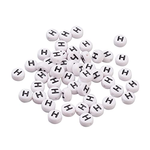 Bestewelry 100 Stück Acryl-Alphabet-Perlen, Initialbuchstabe H, lose Perlen, 7 mm, weiß, flache runde Buchstaben-Abstandshalter für Namensarmband, Armband, Schmuckherstellung Bestewelry 100 Stück Acryl-Alphabet-Perlen, Initialbuchstabe H, lose Perlen, 7 mm, weiß, flache runde Buchstaben-Abstandshalter für Namensarmband, Armband, Schmuckherstellung von Bestewelry