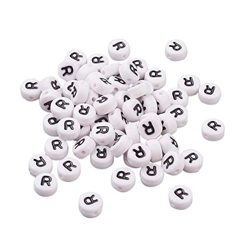 Bestewelry 100 Stück Acryl-Alphabet-Perlen, Initialbuchstabe R, lose Perlen, 7 mm, weiß, flache runde Buchstaben-Abstandshalter für Namensarmband, Armband, Schmuckherstellung Bestewelry 100 Stück Acryl-Alphabet-Perlen, Initialbuchstabe R, lose Perlen, 7 mm, weiß, flache runde Buchstaben-Abstandshalter für Namensarmband, Armband, Schmuckherstellung von Bestewelry