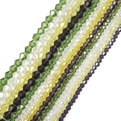 Bestewelry 12 Stränge Transparente Glasperlen Facettierte Doppelkegel Glas Kristall Lose Spacer Perlen für DIY Handwerk Armband Halskette Schmuckherstellung von Bestewelry