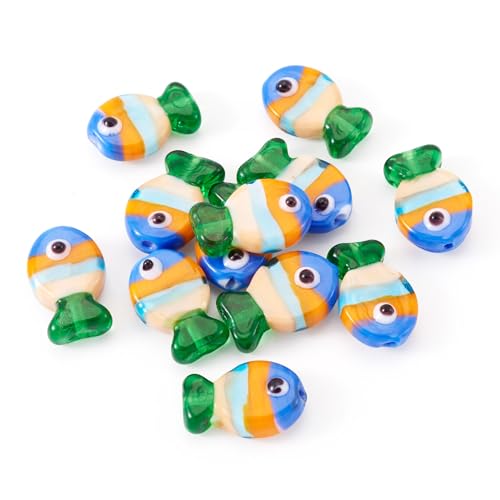 Bestewelry 12 Stück handgefertigte Glasperlen mit Fischen, Ozeantiere, Kristallglasperlen, 3D-Fisch, lose Abstandshalter für Sommer, Strand, Ohrringe, Armband, Halskette, Schmuckherstellung, Blau Bestewelry 12 Stück handgefertigte Glasperlen mit Fischen, Ozeantiere, Kristallglasperlen, 3D-Fisch, lose Abstandshalter für Sommer, Strand, Ohrringe, Armband, Halskette, Schmuckherstellung, Blau von Bestewelry