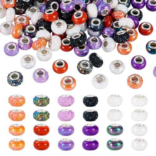 Bestewelry 120 Stück europäische Harzperlen Rondelle mit großem Loch und Messingkern für Halloween-Stile, DIY-Armbänder, Halsketten, Ohrringe, Schmuckherstellung Bestewelry 120 Stück europäische Harzperlen Rondelle mit großem Loch und Messingkern für Halloween-Stile, DIY-Armbänder, Halsketten, Ohrringe, Schmuckherstellung von Bestewelry