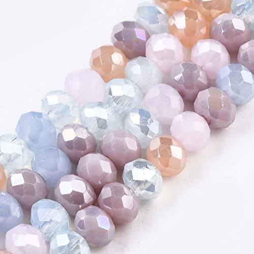 Bestewelry 132 ~ 140 Stück/Strang, 3 mm, facettierte Glasperlen, Stränge, Rondelle, AB-Farbe, beschichtet, rosa, runde Abstandshalter, lose Perlen für die Schmuckherstellung, Loch: 0,8 mm Bestewelry 132 ~ 140 Stück/Strang, 3 mm, facettierte Glasperlen, Stränge, Rondelle, AB-Farbe, beschichtet, rosa, runde Abstandshalter, lose Perlen für die Schmuckherstellung, Loch: 0,8 mm von Bestewelry
