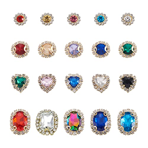Bestewelry 160 Stück Glas-Strass-Herz, rund, oval, flache Rückseite, Strass-Knöpfe, Verzierung zum Nähen, Basteln, Kleidertaschen, Dekoration von Bestewelry