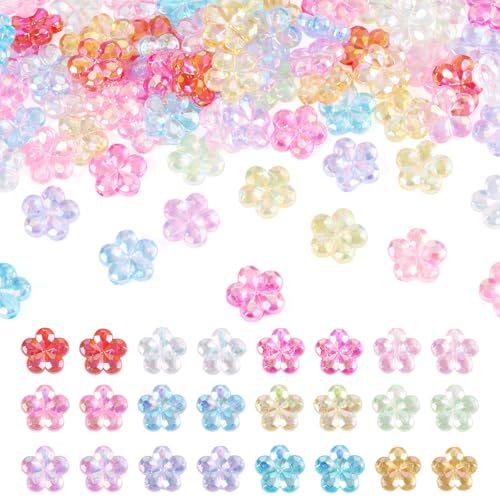 Bestewelry 168 Stück Acrylperlen in Blumenform, Acryl-Kunststoffperlen, Pflaumenblume, lose Abstandshalter für Frauen, Armbänder, Halsketten, Ohrringe, Schmuckherstellung, Heimdekoration von Bestewelry