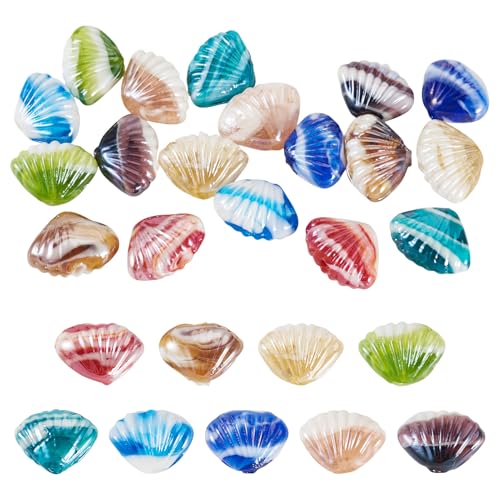 Bestewelry 18 Stück Lampwork-Muschelperlen, Muschelperlen, lose Abstandshalter, Charm-Perlen für Ozean-Thema, Ohrringe, Armbänder, Schmuckherstellung von Bestewelry