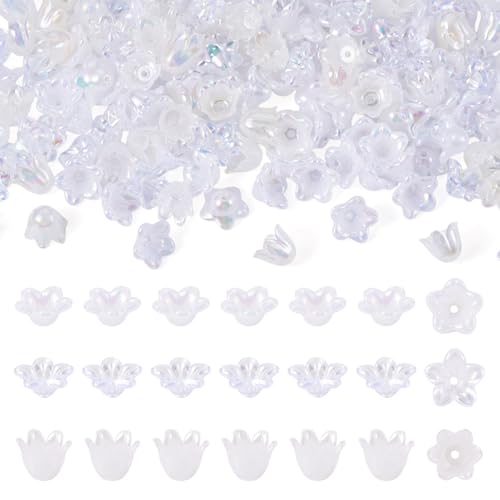 Bestewelry 180 Stück Acryl-Blumen-Perlenkappen, Blumenblüten, Acrylperlen, Endkappen für DIY baumelnde Ohrringe, Armbänder, Schmuckherstellung, Weiß von Bestewelry