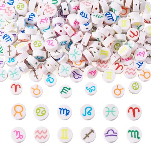 Bestewelry 180 Stück Sternzeichen Tonperlen 12 Sternbild-Polymer-Ton-Perlen, flache runde Scheiben, lose Perlen für DIY Handwerk Schmuckherstellung Bestewelry 180 Stück Sternzeichen Tonperlen 12 Sternbild-Polymer-Ton-Perlen, flache runde Scheiben, lose Perlen für DIY Handwerk Schmuckherstellung von Bestewelry