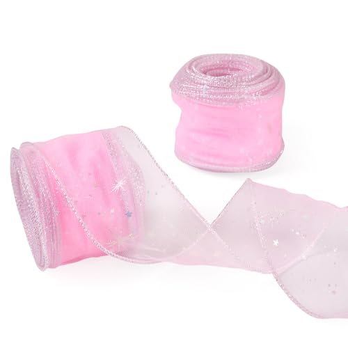 Bestewelry 20 Meter Polyester-Deko-Mesh-Bänder, Sternmuster, 55 mm, Tüllbänder, ausgefallene Tüllrolle, Stoff für Rockherstellung, Geschenkdekoration, Rosa Bestewelry 20 Meter Polyester-Deko-Mesh-Bänder, Sternmuster, 55 mm, Tüllbänder, ausgefallene Tüllrolle, Stoff für Rockherstellung, Geschenkdekoration, Rosa von Bestewelry