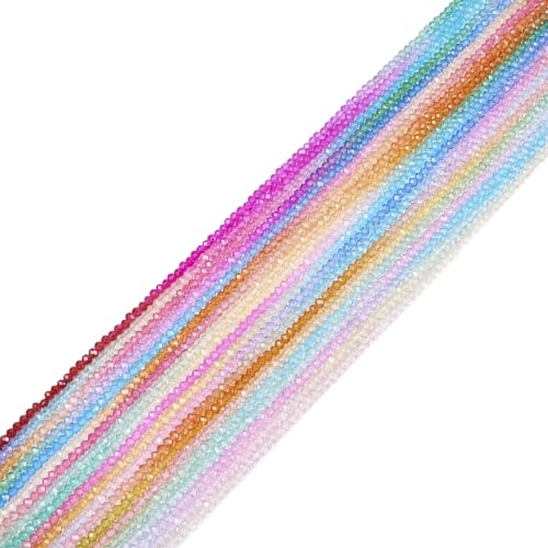 Bestewelry Facettierte Glasperlen, 3 mm, lose Perlen für Bastelarbeiten, Armbänder, Schmuckherstellung, 20 Farben, 20 Stränge von Bestewelry