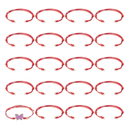 Bestewelry 20 Stück 23,5 cm verstellbare, gewachste Polyester-Armbandschnur, unlackiertes Armband, Seil, Wellenfaden mit Biegeringe für Handgelenk, Knöchel, Schmuckherstellung, Dunkelrot von Bestewelry