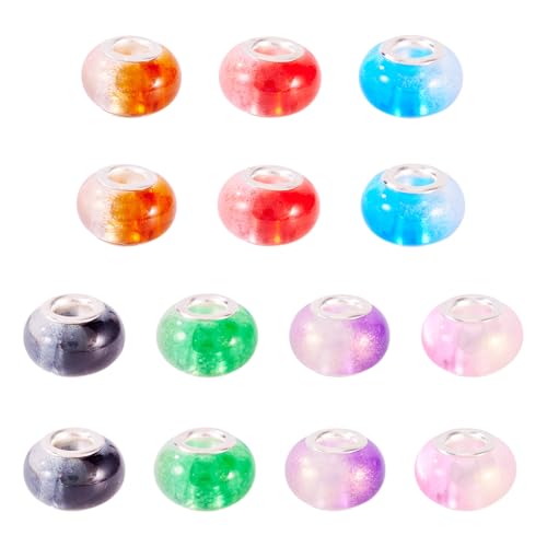 Bestewelry 20 Stück europäische Harzperlen, 14 mm, Rondelle-Abstandshalter, großes Loch, Perlen mit Metalllegierung, Doppelkerne, für DIY-Armbänder, Halsketten, Ohrringe, Schmuckherstellung Bestewelry 20 Stück europäische Harzperlen, 14 mm, Rondelle-Abstandshalter, großes Loch, Perlen mit Metalllegierung, Doppelkerne, für DIY-Armbänder, Halsketten, Ohrringe, Schmuckherstellung von Bestewelry