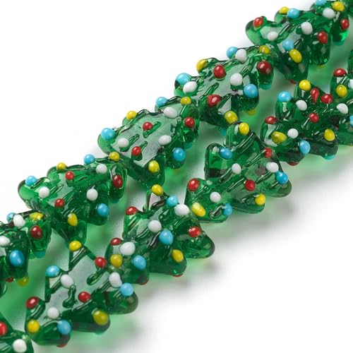 Bestewelry 20 Stück grüne Weihnachtsbaum-Lampwork-Glasperlen, bauchiges Glas, lose Abstandshalter, bauchige Perlen für DIY-Ohrringe, Armbänder, Halsketten, Schmuckherstellung von Bestewelry