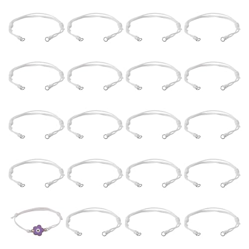 Bestewelry 20 Stück verstellbare, gewachste Polyester-Armbandschnur, 23,5 cm, halbfertiges Armband, Seil, Perlenschnur, Wellenfaden mit Biegeringe für Handgelenk, Knöchel, Schmuckherstellung, Weiß Bestewelry 20 Stück verstellbare, gewachste Polyester-Armbandschnur, 23,5 cm, halbfertiges Armband, Seil, Perlenschnur, Wellenfaden mit Biegeringe für Handgelenk, Knöchel, Schmuckherstellung, Weiß von Bestewelry