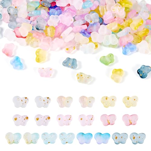 Bestewelry 200 Stück Schmetterlings-Acrylperlen, fliegende Tiere, Acryl-Kunststoffperlen, lose Abstandshalter, Schmetterlingsperlen für Frauen, DIY-Armband, Halskette, Schlüsselanhänger von Bestewelry
