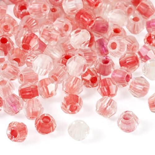 Bestewelry 200 Stück facettierte Doppelkegel transparente Glasperlen, 4 mm, rhombische Glasperlen, gefärbter Kern, Kristallperlen für Schmuckherstellung, DIY, Armband, Halskette, Sattelbraun von Bestewelry