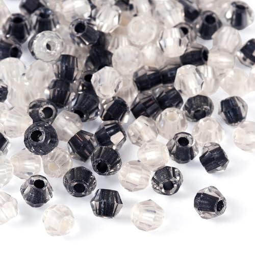 Bestewelry 200 Stück facettierte Doppelkegel transparente Glasperlen, 4 mm, rhombische Glasperlen, gefärbter Kern, Kristallperlen für Schmuckherstellung, DIY, Armband, Halskette, Schwarz von Bestewelry