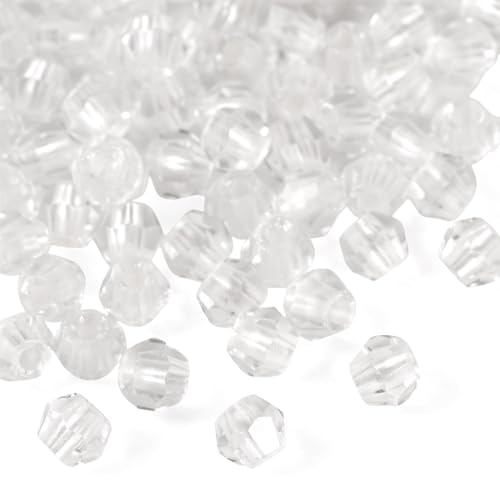 Bestewelry 200 Stück facettierte Doppelkegel transparente Glasperlen, 4 mm, rhombische Glasperlen, gefärbter Kern, Kristallperlen für Schmuckherstellung, DIY, Armband, Halskette, Weiß von Bestewelry