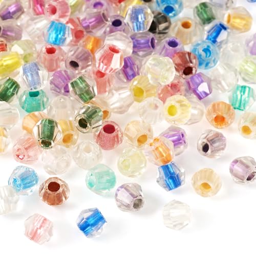 Bestewelry 200 Stück facettierte Doppelkegel transparente Glasperlen, 4 mm, rhombische Glasperlen, gefärbter Kern, Kristallperlen für Schmuckherstellung, DIY, Armband, Halskette, bunt von Bestewelry