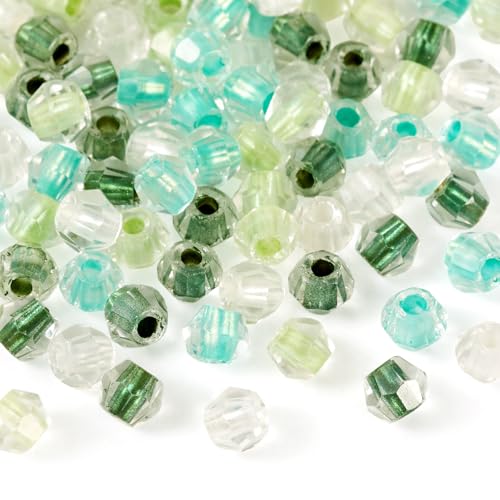 Bestewelry 200 Stück facettierte Doppelkegel transparente Glasperlen, 4 mm, rhombische Glasperlen, gefärbter Kern, Kristallperlen für Schmuckherstellung, DIY, Armband, Halskette, mittelgroß von Bestewelry