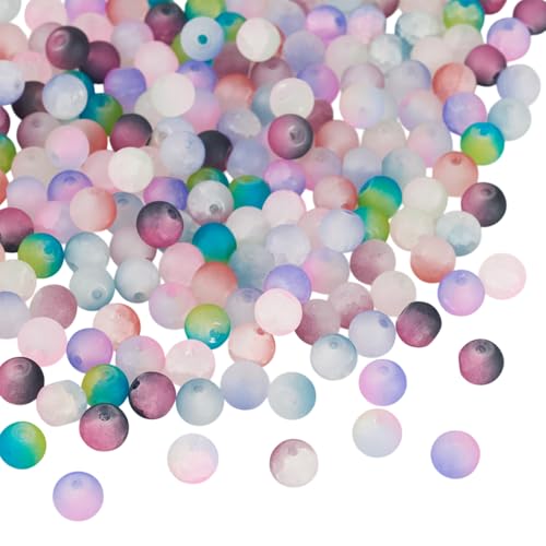 Bestewelry 200 Stück runde Craquelé-Glasperlen, Stränge, 6 mm, Milchglas, runde Perlen, zweifarbige Kugeln, Abstandshalter für Schmuckherstellung, DIY, Armband, Halskette, Handwerk Bestewelry 200 Stück runde Craquelé-Glasperlen, Stränge, 6 mm, Milchglas, runde Perlen, zweifarbige Kugeln, Abstandshalter für Schmuckherstellung, DIY, Armband, Halskette, Handwerk von Bestewelry
