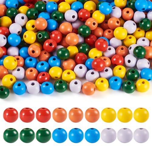 Bestewelry 240 Stück 16mm Naturholzperlen Runde Holzperlen Lose Spacer Perlen für DIY Armband Halskette Schlüsselanhänger Schmuckherstellung von Bestewelry