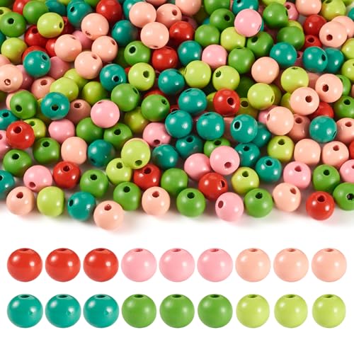 Bestewelry 240 Stück 16mm große Loch Holzperlen Natürliche Holzperlen Runde Kugel Lose Spacer Perlen für DIY Armband Halskette Schlüsselanhänger Schmuckherstellung von Bestewelry