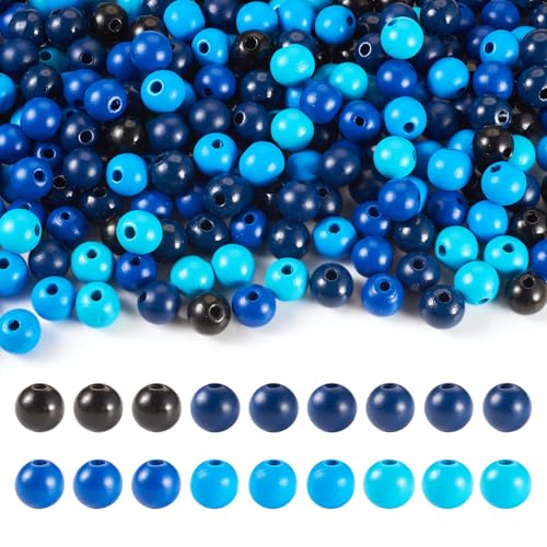 Bestewelry 240pcs Große Loch Holzperlen 16mm Natürliche Holzperlen Runde Kugel Lose Spacer Bead für DIY Armband Halskette Schlüsselanhänger Schmuckherstellung, Blau von Bestewelry