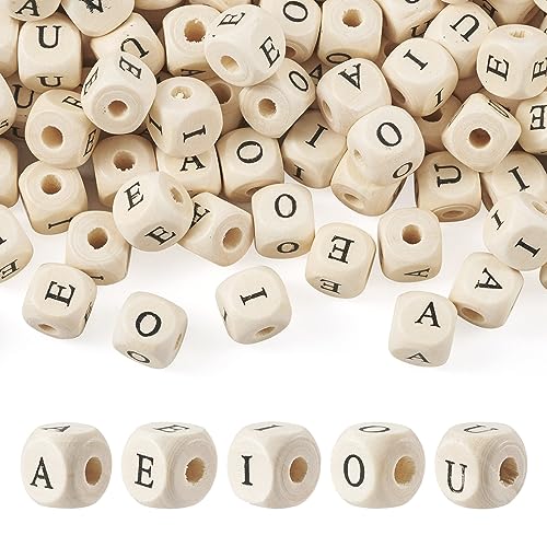 Bestewelry 250 Stück 12 mm Alphabet Holzperlen Würfel Holzbuchstaben Perlen gedruckt natürliche quadratische hölzerne lose Abstandshalter Perlen mit Anfangsbuchstaben A-Z für Schlüsselanhänger von Bestewelry