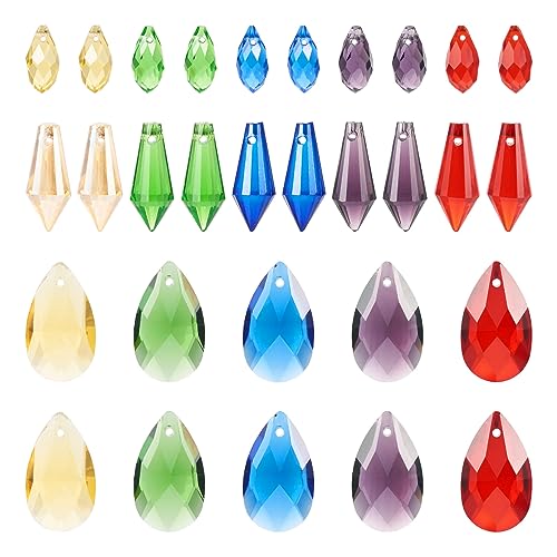 Bestewelry 30 Stück Tropfenförmige Glasperlen, facettierte Kristallglas-Wassertropfen-Charm-Perlen für DIY Handwerk Kronleuchter Tropfen Schmuckherstellung von Bestewelry