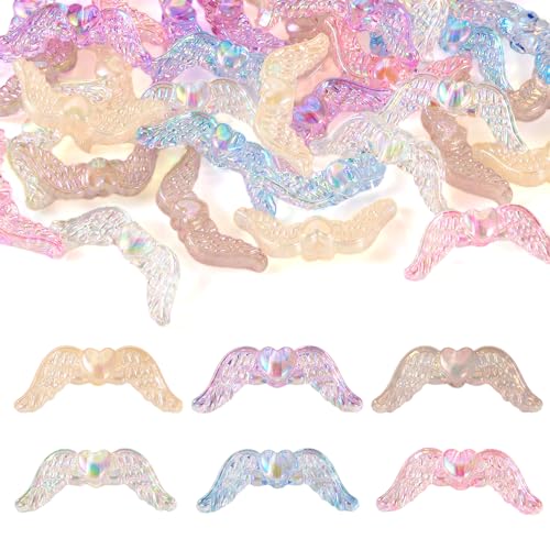 Bestewelry 36 Stück Acryl-Flügelperlen, transparent, AB-Farbe, Herzflügel-Perlen, Bonbonfarben, Engelsflügel, lose Abstandshalter-Perlen mit vertikalem Loch für DIY-Ohrringe, Armbänder, Bestewelry 36 Stück Acryl-Flügelperlen, transparent, AB-Farbe, Herzflügel-Perlen, Bonbonfarben, Engelsflügel, lose Abstandshalter-Perlen mit vertikalem Loch für DIY-Ohrringe, Armbänder, von Bestewelry