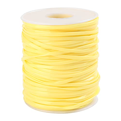 Bestewelry 45,7 m flache Kunststoffschnüre 2,3 mm breite PVC-Kordeln Faden solide flache Schnürschnur mit Spule für Schmuckherstellung (gelb) von Bestewelry