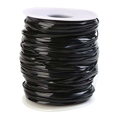 Bestewelry 45,7 m flache Kunststoffschnüre 2,3 mm breite PVC-Kordeln Faden solide flache Schnürschnur mit Spule für Schmuckherstellung (schwarz) von Bestewelry