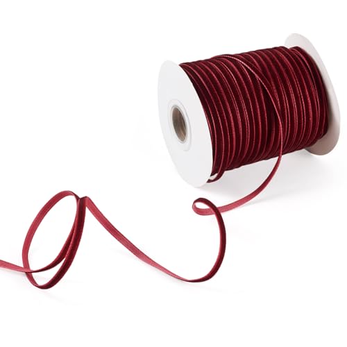 Bestewelry 45,7 m flaches einseitiges Samtband, 3 mm, dunkelrot, Weihnachts-Samtband für Geschenkverpackung, Verpackung, Haarschleife, Clips, Nähen Bestewelry 45,7 m flaches einseitiges Samtband, 3 mm, dunkelrot, Weihnachts-Samtband für Geschenkverpackung, Verpackung, Haarschleife, Clips, Nähen von Bestewelry